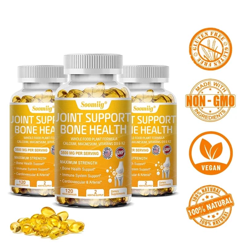Vitamin D3+K2 - Calcium and magnesium vitamin capsules with vegetable formula, non-GMO, vegan, natural, gluten-free, D3 and K2 suplement