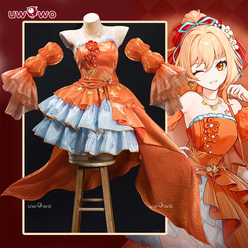 PRE-VENDITA UWOWO Yoimiya Cosplay - Costume da Gioco Genshin Impact Yoimiya Resplendent Feast Gown - Costume di Halloween