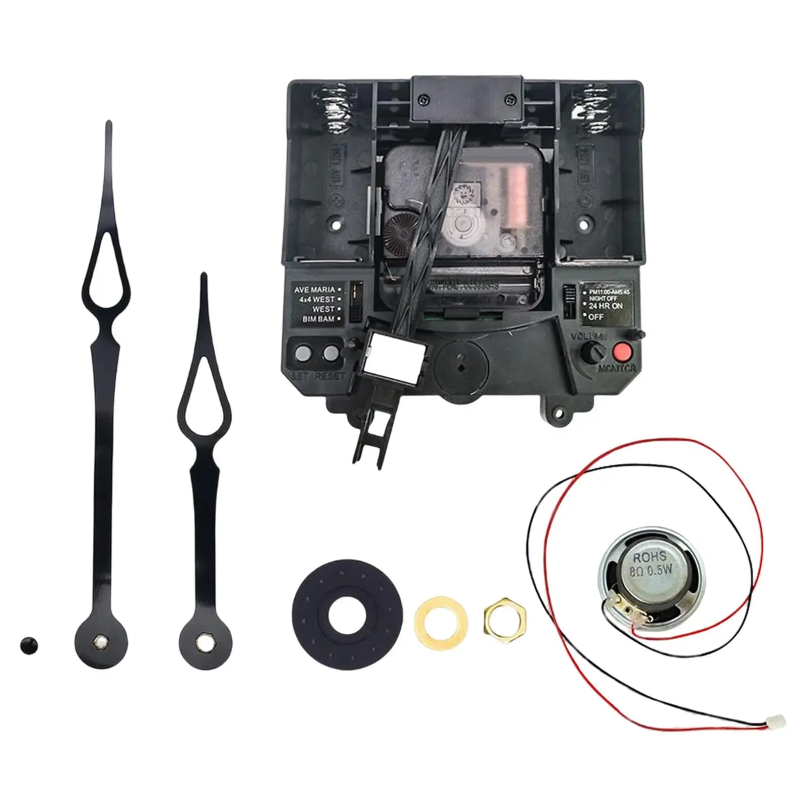 Clock Movement Mechanism, with Hands Accessories Long Shaft Music for Repair Custom Clock