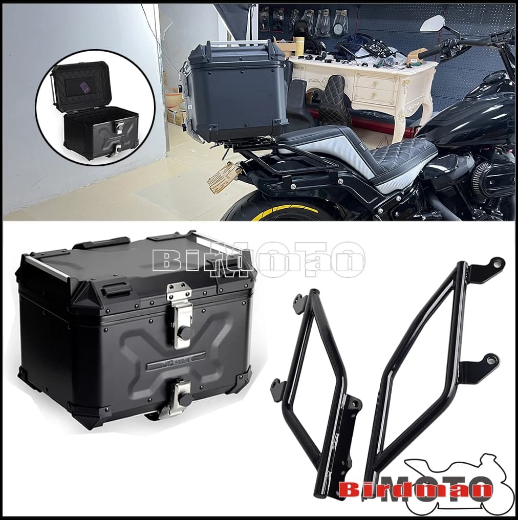 Per Harley Softail FLSB FXLR FXLRS FXLRST FXRST 117 2018-2025 Scatola per casco moto in alluminio Coda posteriore Strumento Top Custodie Tronco 42L
