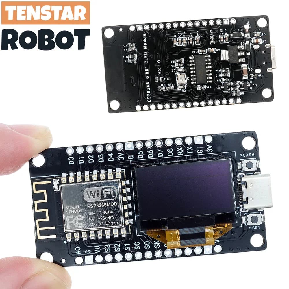 Scheda di sviluppo NodeMCU ESP8266 V3 con display OLED da 0,96 pollici CH340 ESP-12F Modulo WiFi TYPE-C USB per Arduino/Micropython