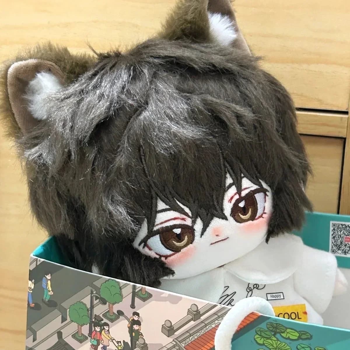 20 centimetri Anime Ruolo Dazai Orecchio Animale Bello Bungo Cani Randagi Cosplay Peluche Bambola Con Scheletro Corpo Vestire Vestire Vestito Farcito