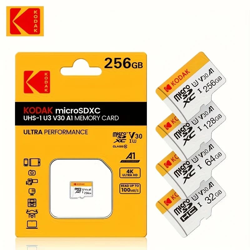 Scheda di Memoria Micro SD KODAK 32GB-256GB ad Alta Velocità per Telefono, Fotocamera e Computer
