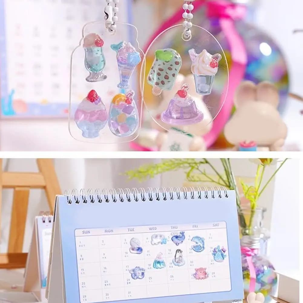 3D Cartoon Round Relief Stickers Creative Space Dessert Animal 3D Relief Stickers Cute Stationery School Sticker Handmade Puzzle