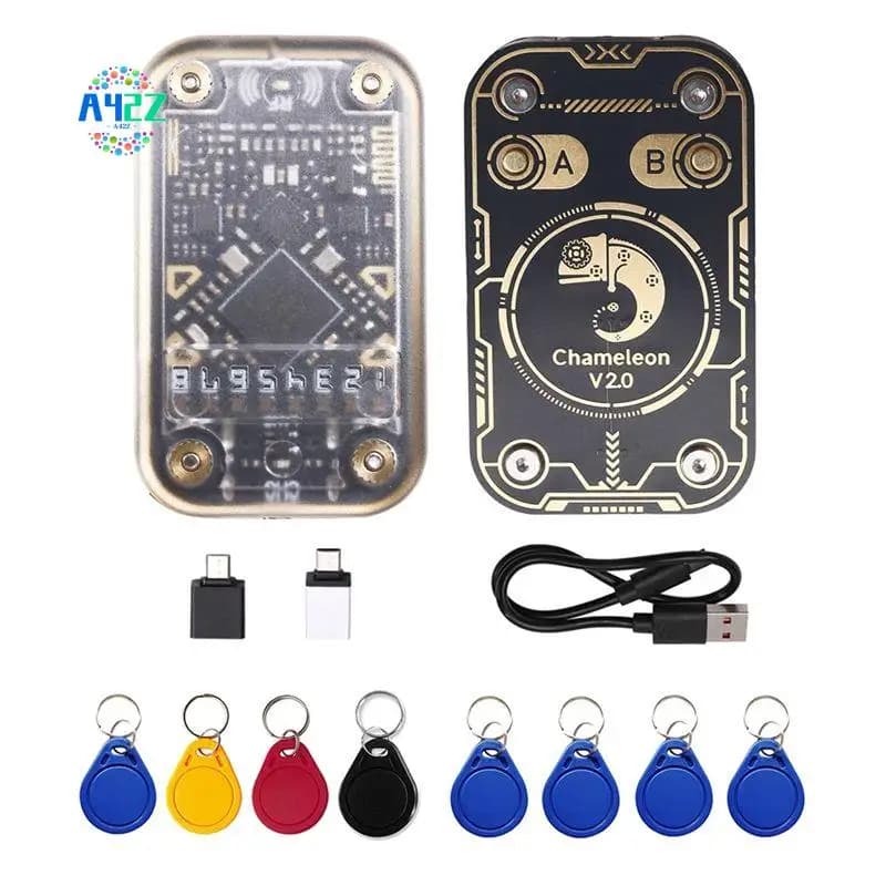 A42Z-Chameleon V2.0 RFID Smart Chip Reader Emulatore Chameleon NFC Duplicatore 125Khz 13,56Mhz Decodifica scheda + 4Xuid/CUID Portachiavi