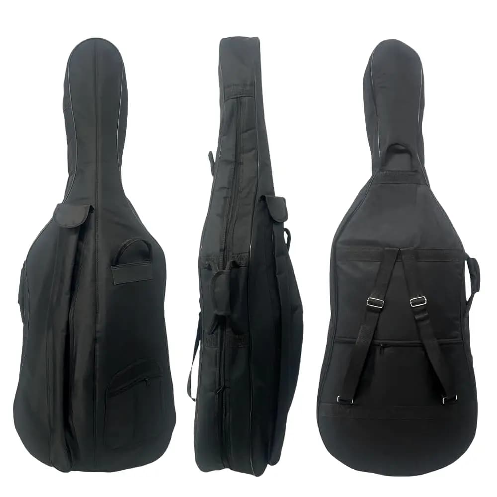 Custodia Morbida per Violoncello Nera, Leggera, Protezione per Viaggi con Tasche Multiple e Cinghie Regolabili per Zaino e Schiena