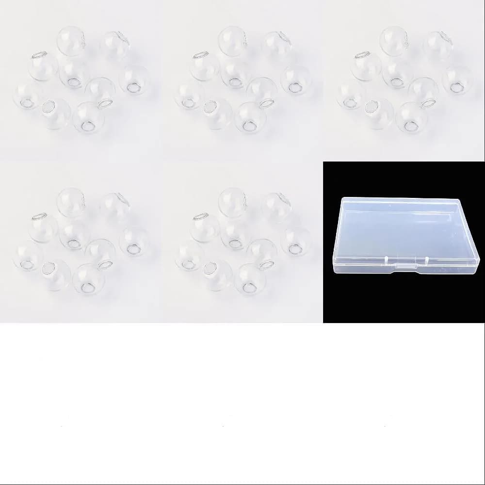 180Pcs 5 Styles Round Mechanized One Hole Blown Glass Globe Ball Bottles for Stud Earring or Crafts Clear 10~18mm Hole: 3~5mm
