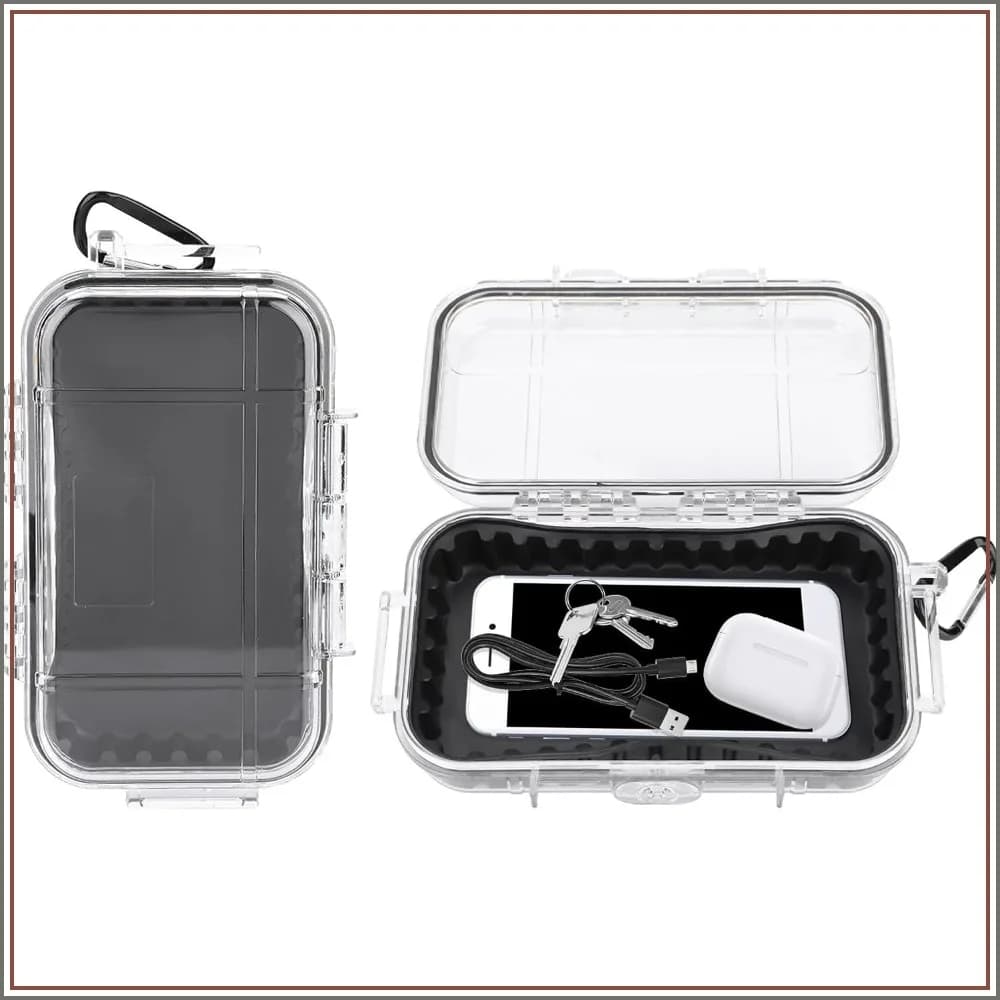 Waterproof Dry Box Protective Case, IP67 Water Resistant Portable Micro Case Watertight Storage Box for Phones, Knives, Wallets, Watches, Transparent, Small