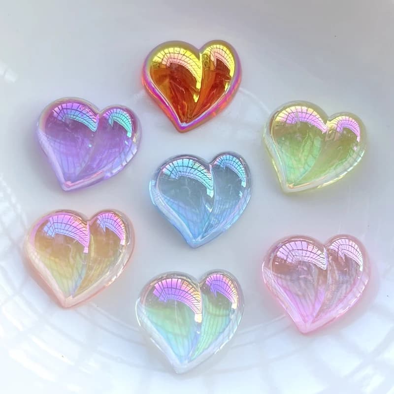 12 pezzi di strass in resina a forma di cuore da 21 mm * 20 mm con retro piatto, adatti per la creazione di gioielli e decorazioni fai da te
