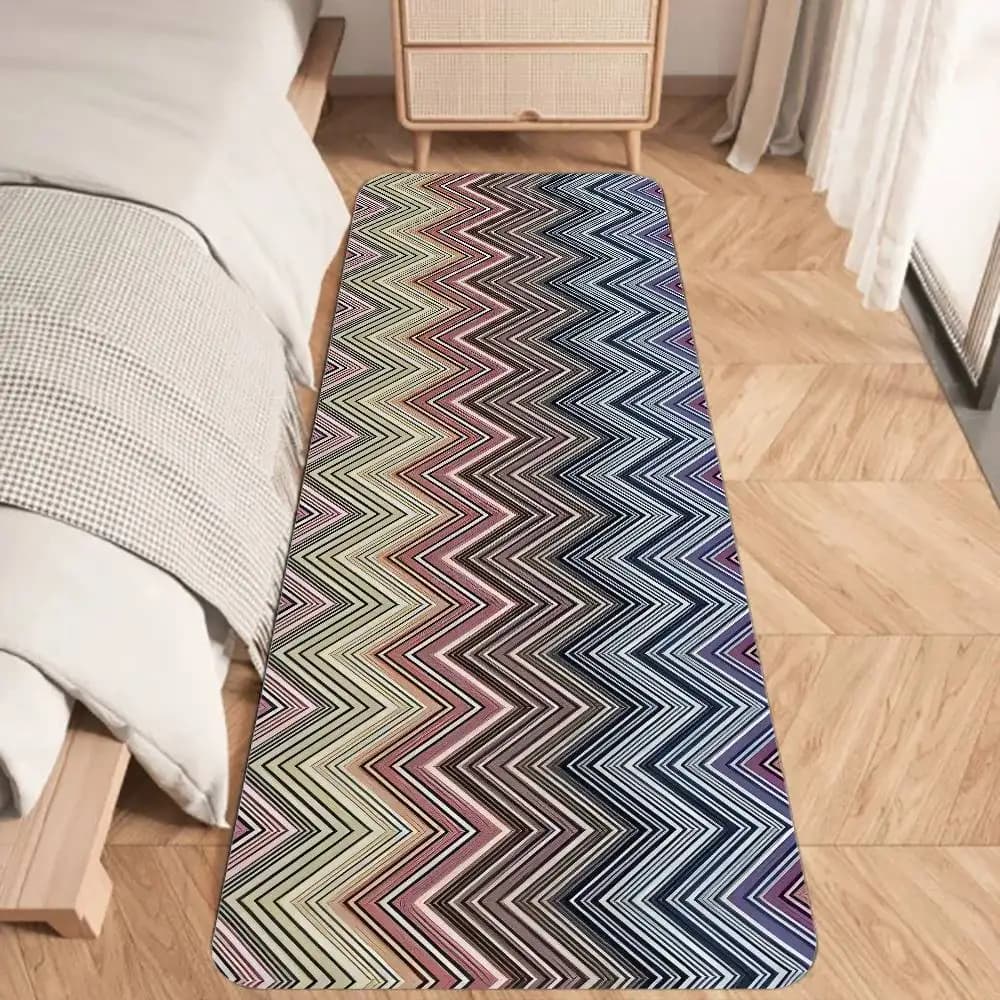 Zig Zag Geometric Mat Wave Bath Absorbent Mat Simple Door Dirt Resistant Mat Kitchen Mat for Home Foot Mat Entry Mat
