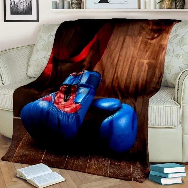 Boxer Fight HD Guantoni da boxe Coperta 3D, Coperta morbida per la casa Camera da letto Letto Divano Picnic Viaggi Ufficio Resto Coperta Coperta per bambini