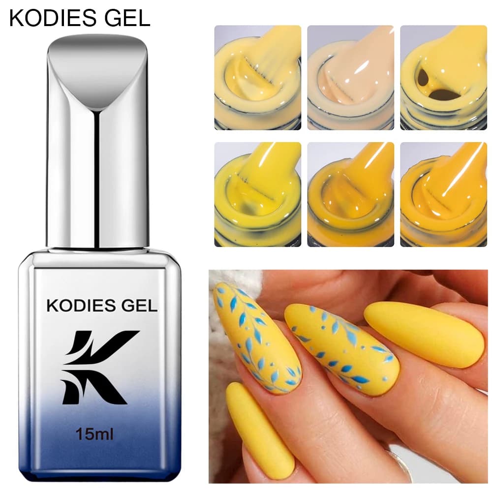 KODIES GEL Autumn Gel Nail Polish Yellow Color Bright Paint Hybrid Gel Semi Permanent UV/LED Holloween Nails Art Lacquer
