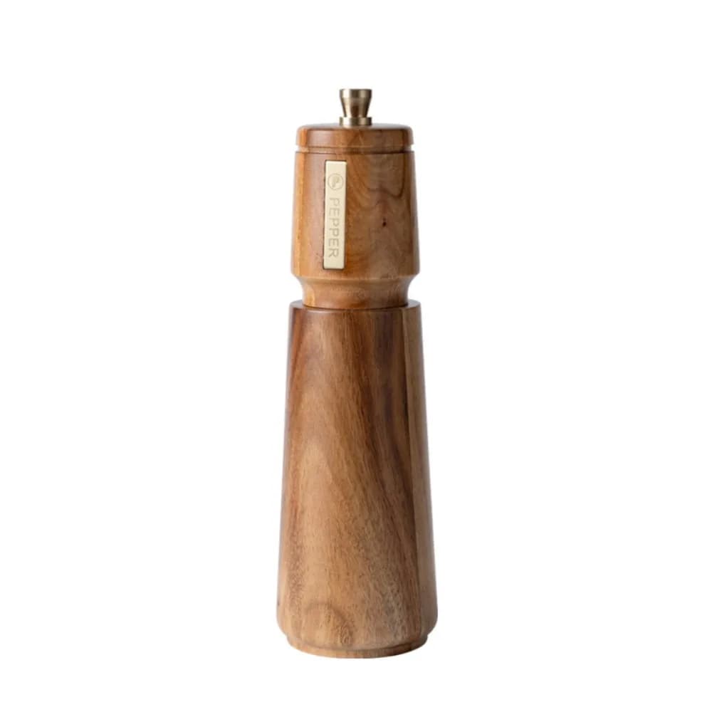 Set Macina Pepe Manuale in Legno di Acacia con Regolazione della Granulometria, Nucleo in Ceramica, Bottiglia per Macinare il Pepe con Base, Macina Spezie