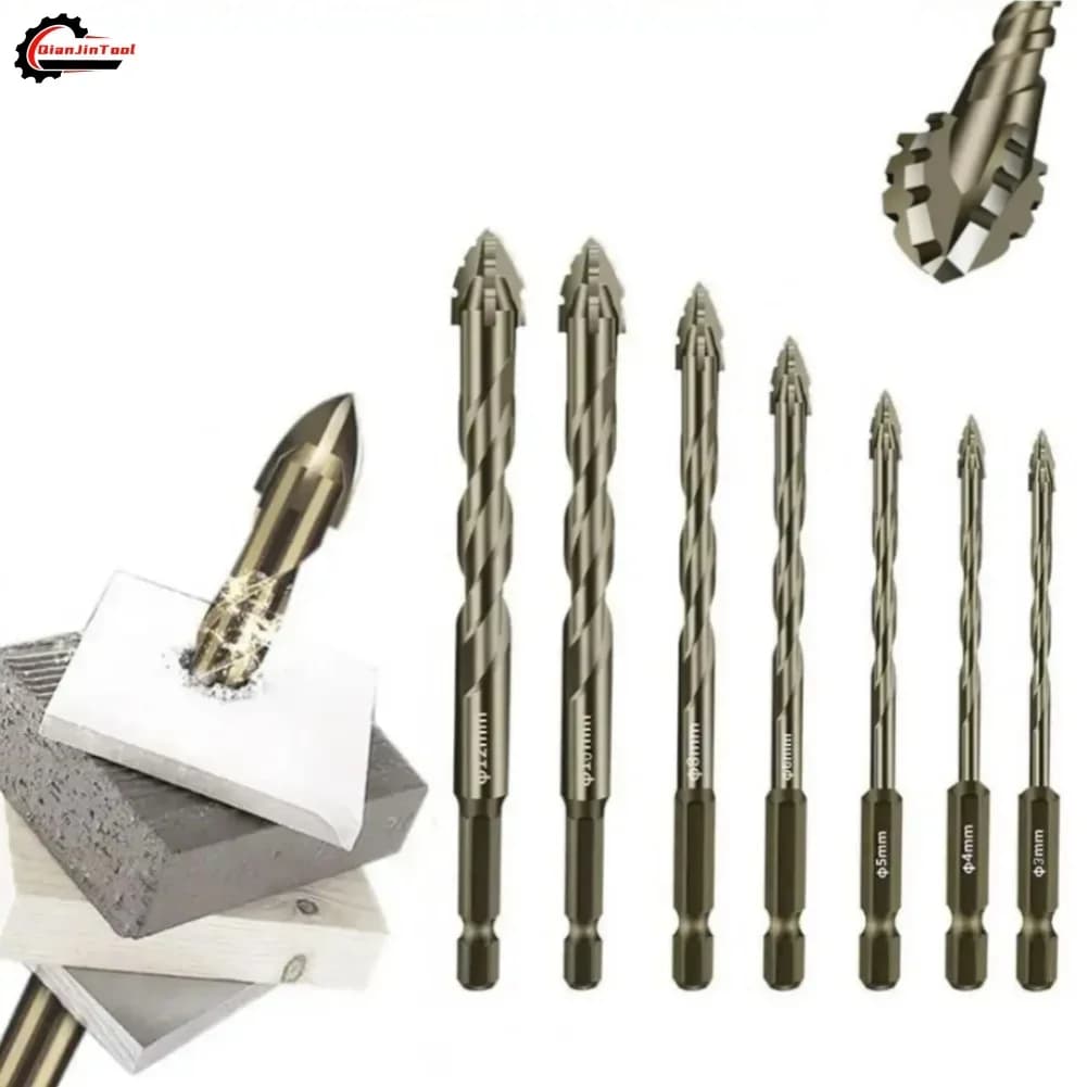 7Pcs Serrated Tooth Drill Bit Set Four-Edged Eccentric High-Hard Alloy Multifunction Tool Glass Cement Metal Ceramic Wood