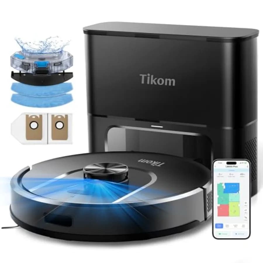 Robot Vacuum and Mop, 6000Pa Robotic Vacuum Cleaner with Self-Emptying Base, 90 Days Capacity, LiDAR Navigation, Home Mapping,