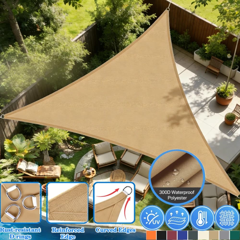 Tenda a Vela Parasole Triangolare per Esterni, Protezione UV per Patio, Spiaggia, Piscina, Resistente alla Ruggine, Antivento per Giardino, Terrazza, Prato, Tenda