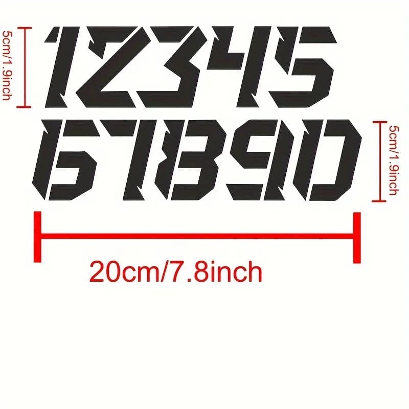 1set 2D Flat 0-9 Number Stickers Set Waterproof Vinyl Decals for Motorcycle Helmet Bike Car Safety Decor
