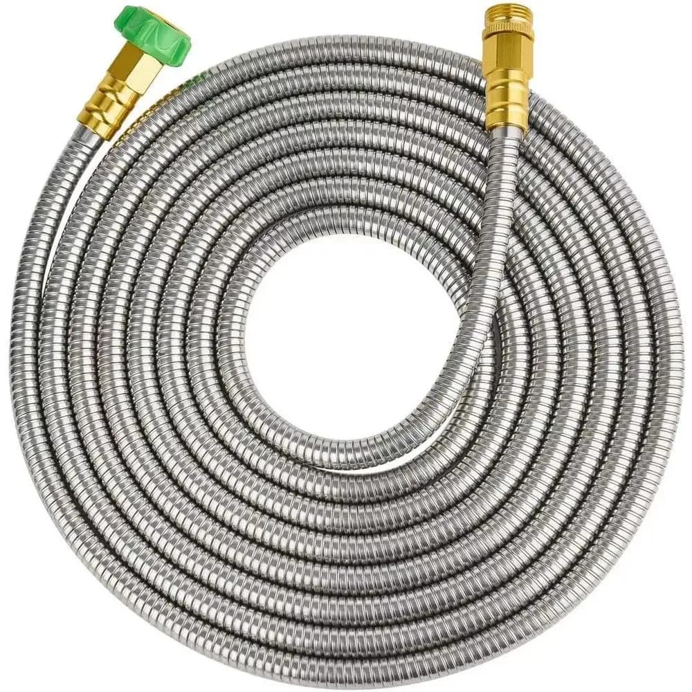 20ft Stainless Steel Garden Hose with Female to Male Connector, Leak-Resistant, Flexible & Lightweight, Kink-Free Water Hose for