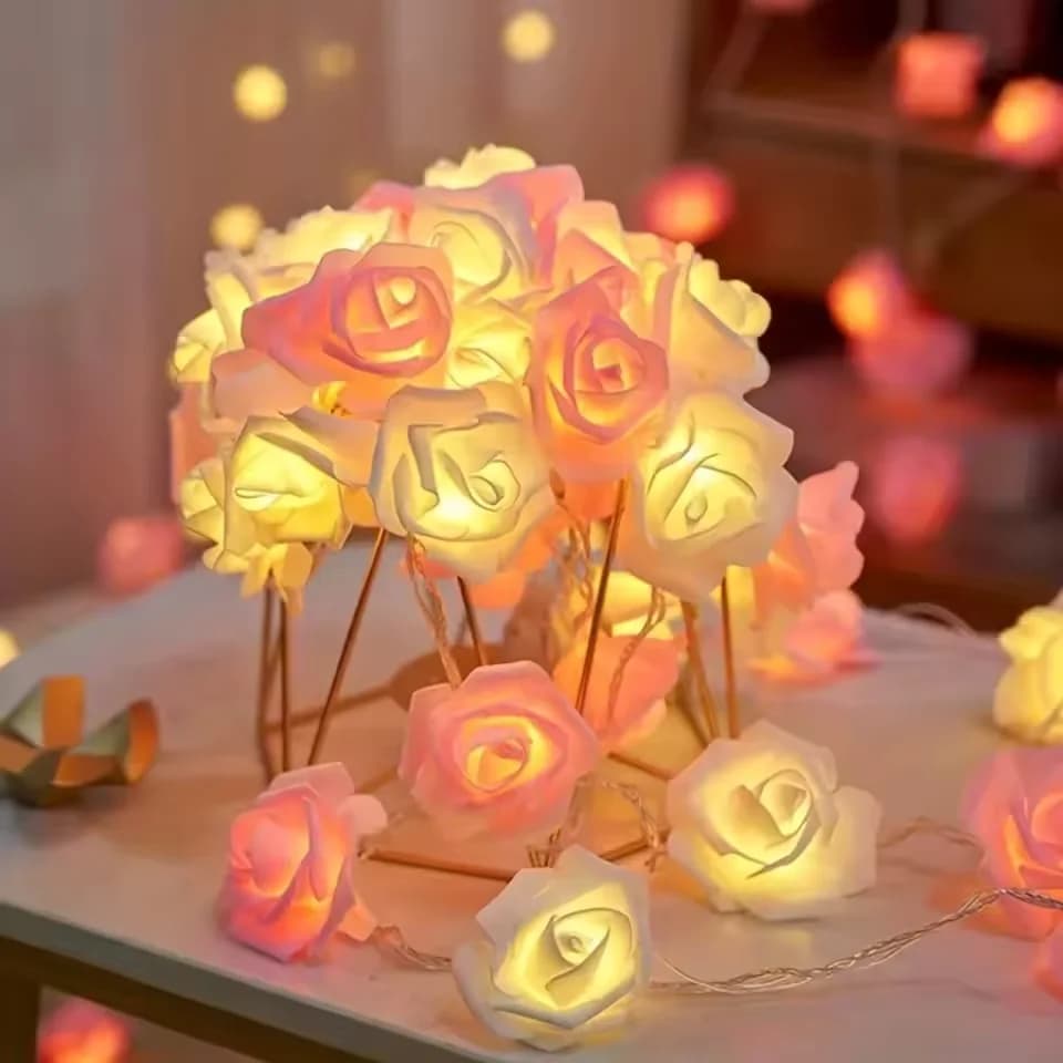 Luci LED a Forma di Rosa per Esterni, Alimentate a Batterie AA, Luci Decorative per Matrimoni, Feste, Compleanni, Decorazioni per Casa e Giardino