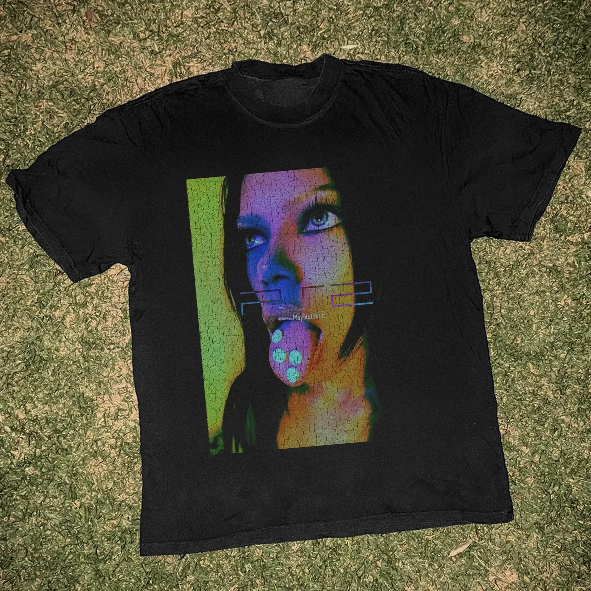 T-shirt Vintage Y2K Anni 2000 Stile Americano Gotico con Stampa Grafica PS2 Nuova Collezione Estiva Casual Larga Streetwear Unisex