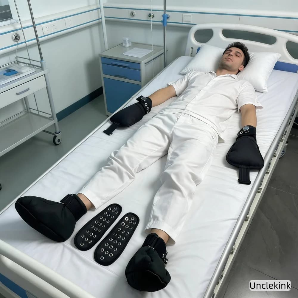 Set di Guanti e Scarpe di Contenimento Medico in Cotone Nero, Kit di Contenimento di Sicurezza per Ospedali Psichiatrici