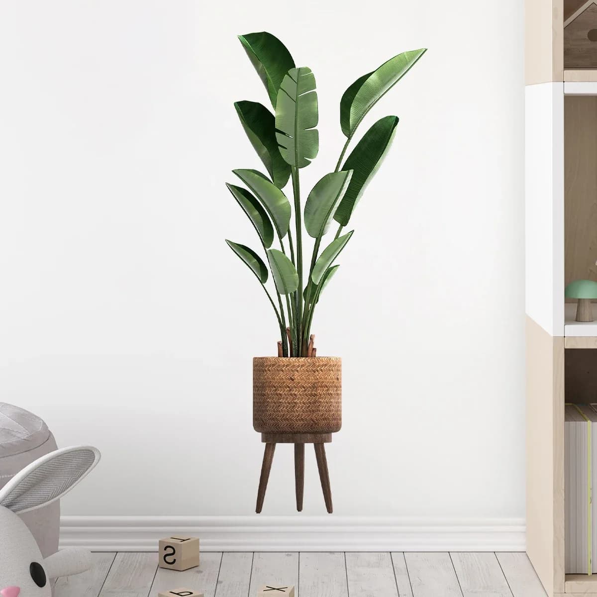 Simulazione Pianta verde Adesivo da parete ornamentale in vaso per soggiorno, ufficio, camera da letto, decorazione, adesivi murali