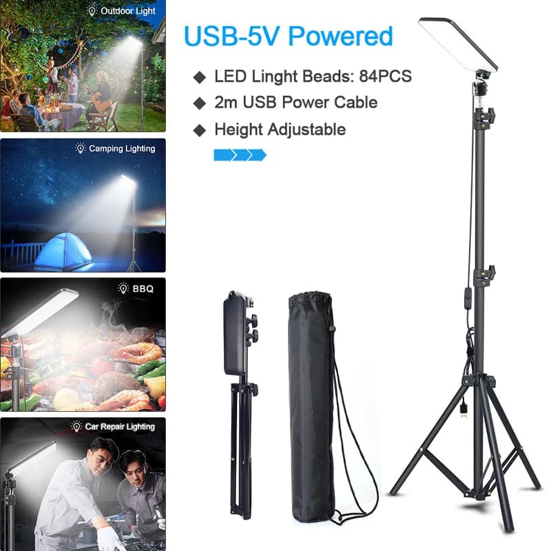 Luce da campeggio portatile LED Selfie Light Lamp Photography Light con treppiede per Picnic all'aperto Barbecue che lavora Live Stream