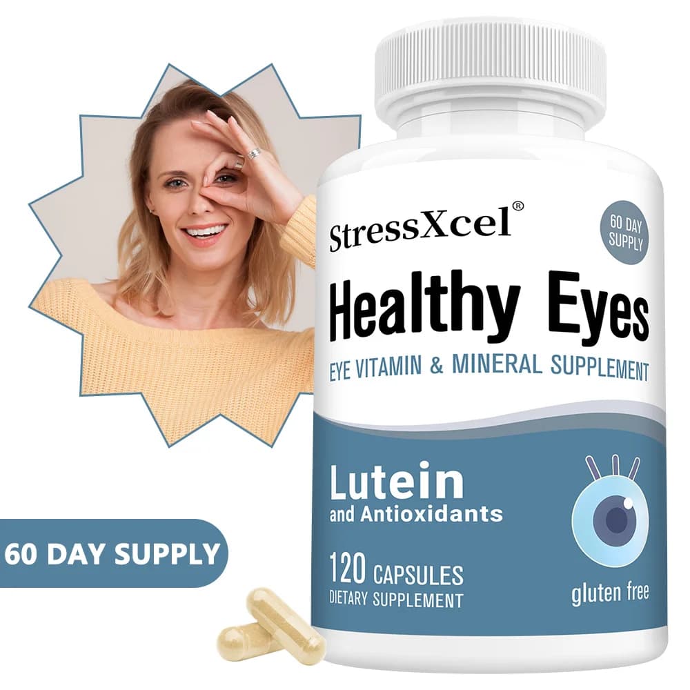 Lutein eye-protecting vitamin supplement, containing multiple vitamins and minerals to support macular and eye health.