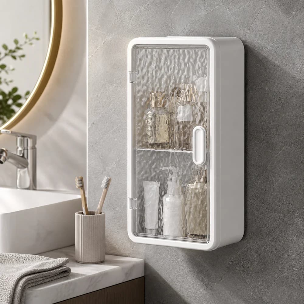 Wall Mounted Organizer Toothbrush Storage Box ABS Waterproof Makeup Brush Holder Translucent Finish Wall Mounted