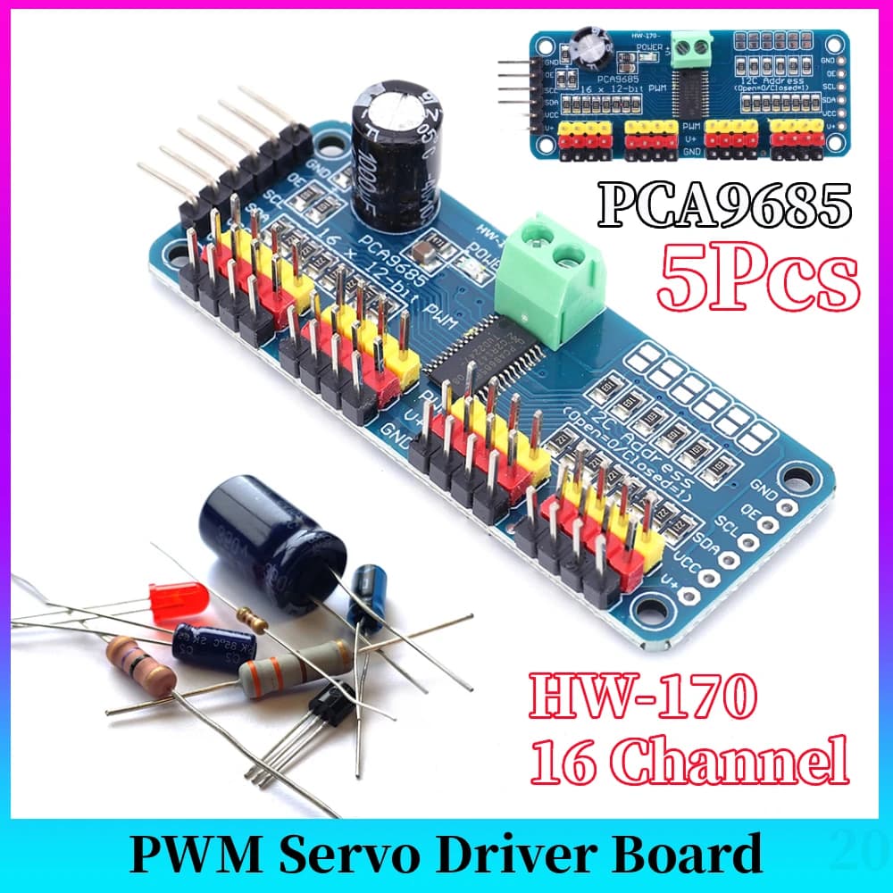 PWM PCA9685 Power Driver Card with IIC Interface, 16 Channels, 12 Bits, for Arduino Robot/Raspberry Pi