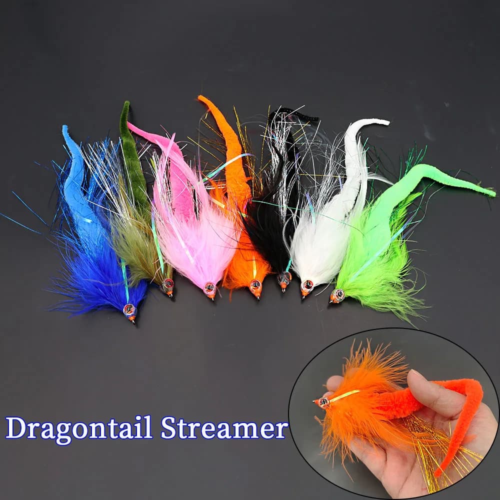 # Esca da Pesca 2/0 Dragon Tail Streamer - Occhio 3D in Resina Epossidica per Bass, Luccio, Muskie, Trota, Pesca a Mosca in Acqua Salata