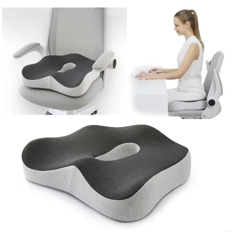 1 piece memory foam seat cushion Ergonomic seat cushion with central groove Ideal for long sitting in office, home, car or desk chair