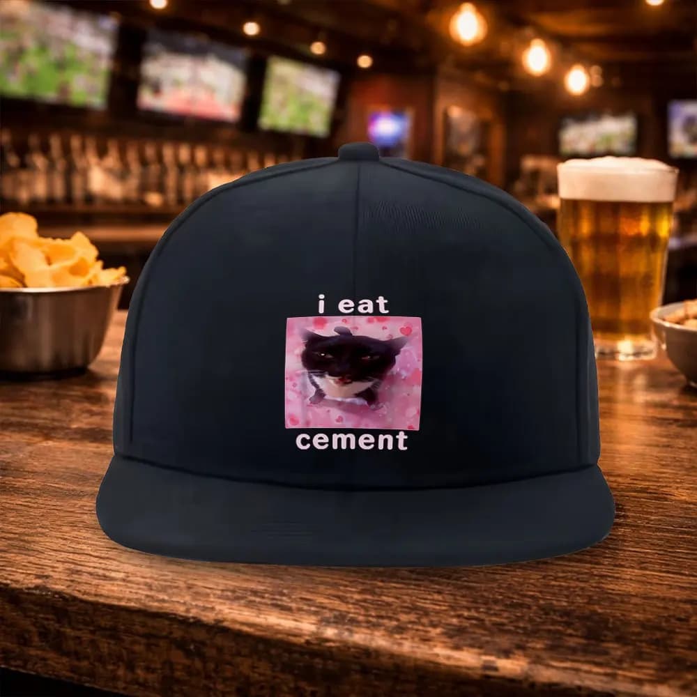 2026 I Eat Cement Cat Flat Brim Hip-Hop Baseball Cap - Street Fashion Outdoor Sports Cap - Couple'S Hip-Hop Hat - Versatile Duck