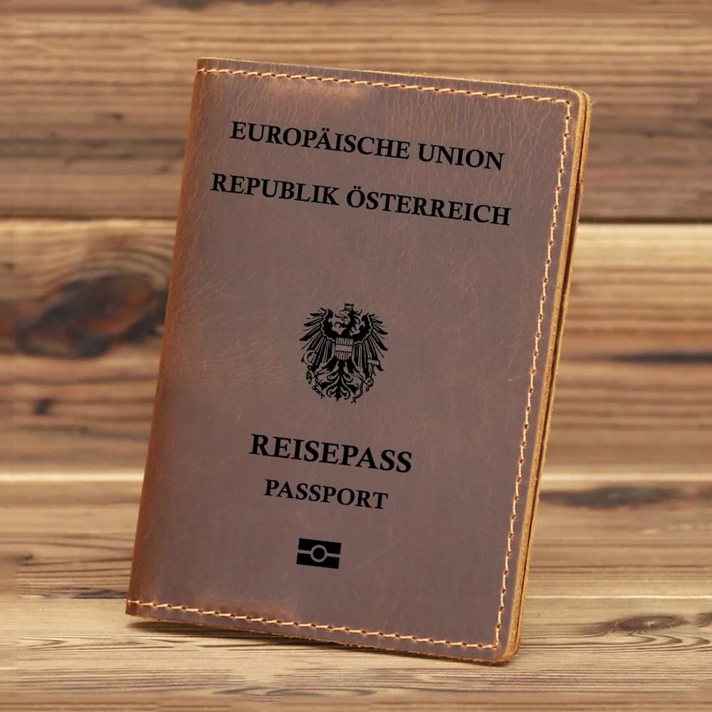Porta passaporto austriaco ue in vera pelle pieno porta passaporto in pelle bovina portafoglio da viaggio accessori da viaggio