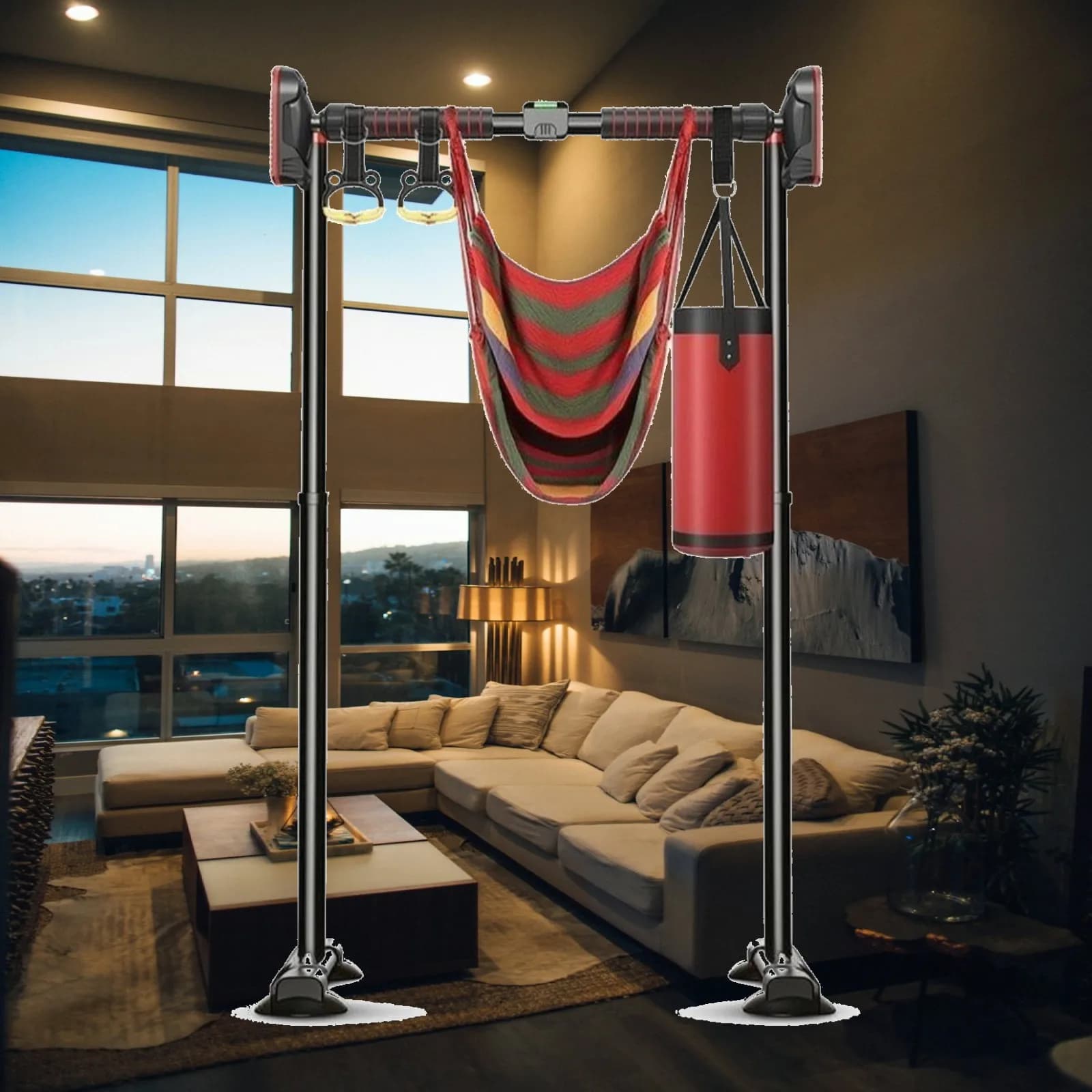 Freestanding Pull-up Bar Padded Pull-up Bar with Rings Sturdy Home Workout