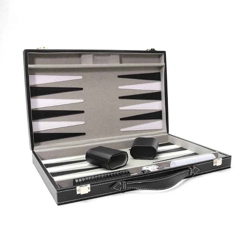 Set di scacchi di lusso Backgammon scatola di scacchi in pelle PU nera giochi da tavolo da viaggio regali di giochi da tavolo per famiglie creativi fatti a mano Backgammon