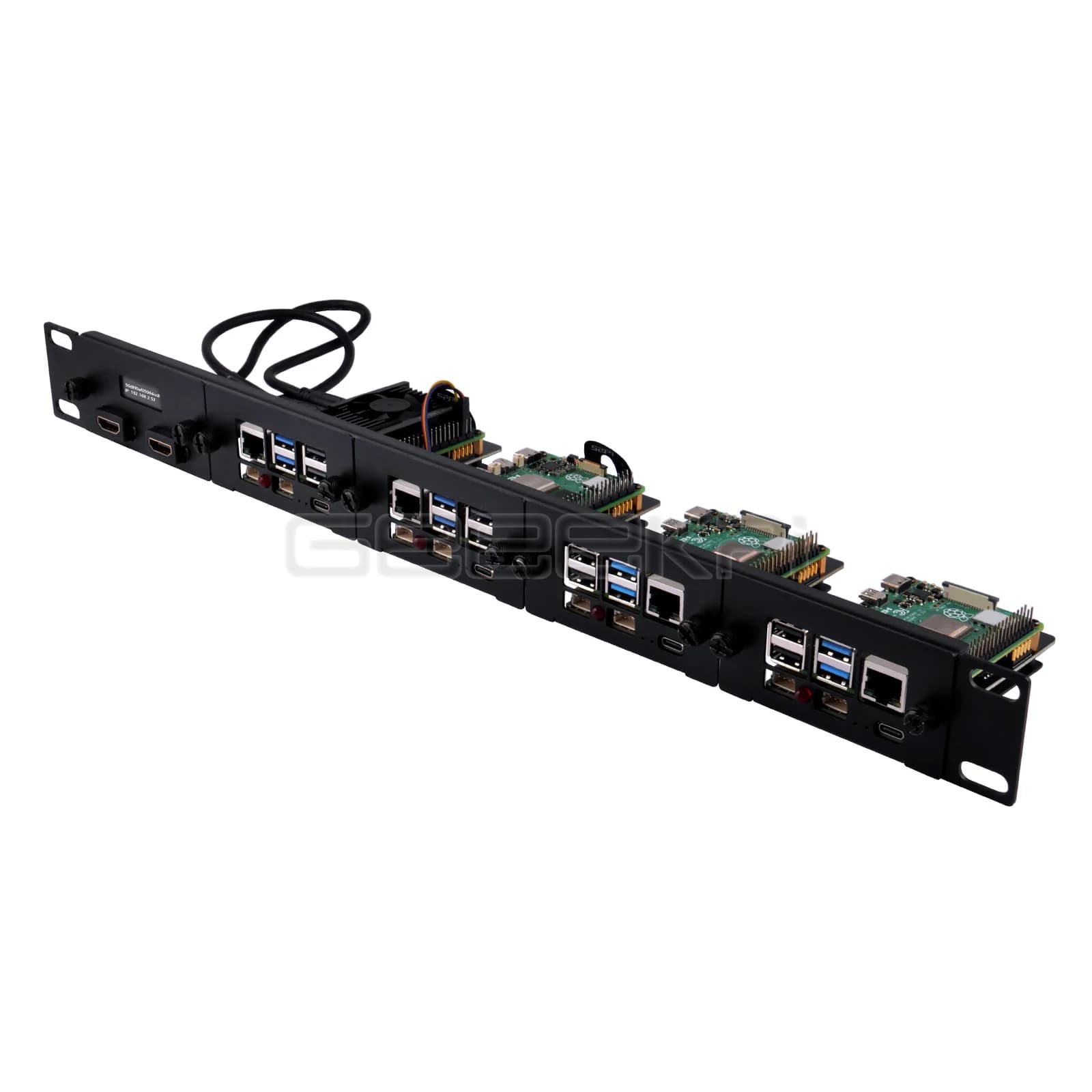 Kit staffa in acciaio per montaggio su rack 1U per Raspberry Pi 5 19 pollici 4 slot M.2 NVMe SSD 2230/2242/2260/2280