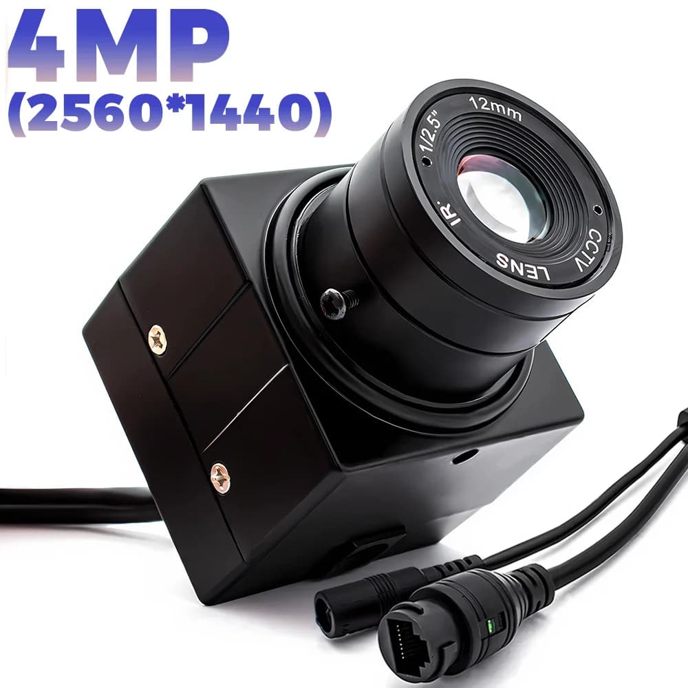 Webcam 4 MP HD Mini digital IP camera in metal POE 1/2.9 "CMOS low lighting AI MotionDetection CCTV Network Security Onvif H.265