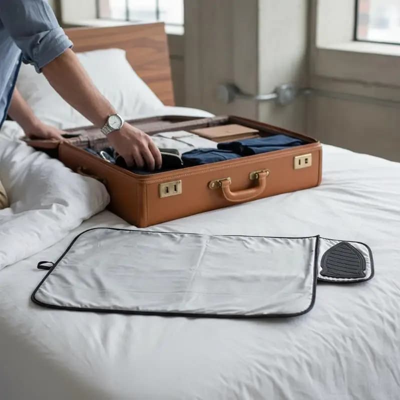 Tappetino da Stiro Magnetico Pieghevole, Superficie Resistente al Calore per Viaggi, Dormitori e Piccoli Appartamenti