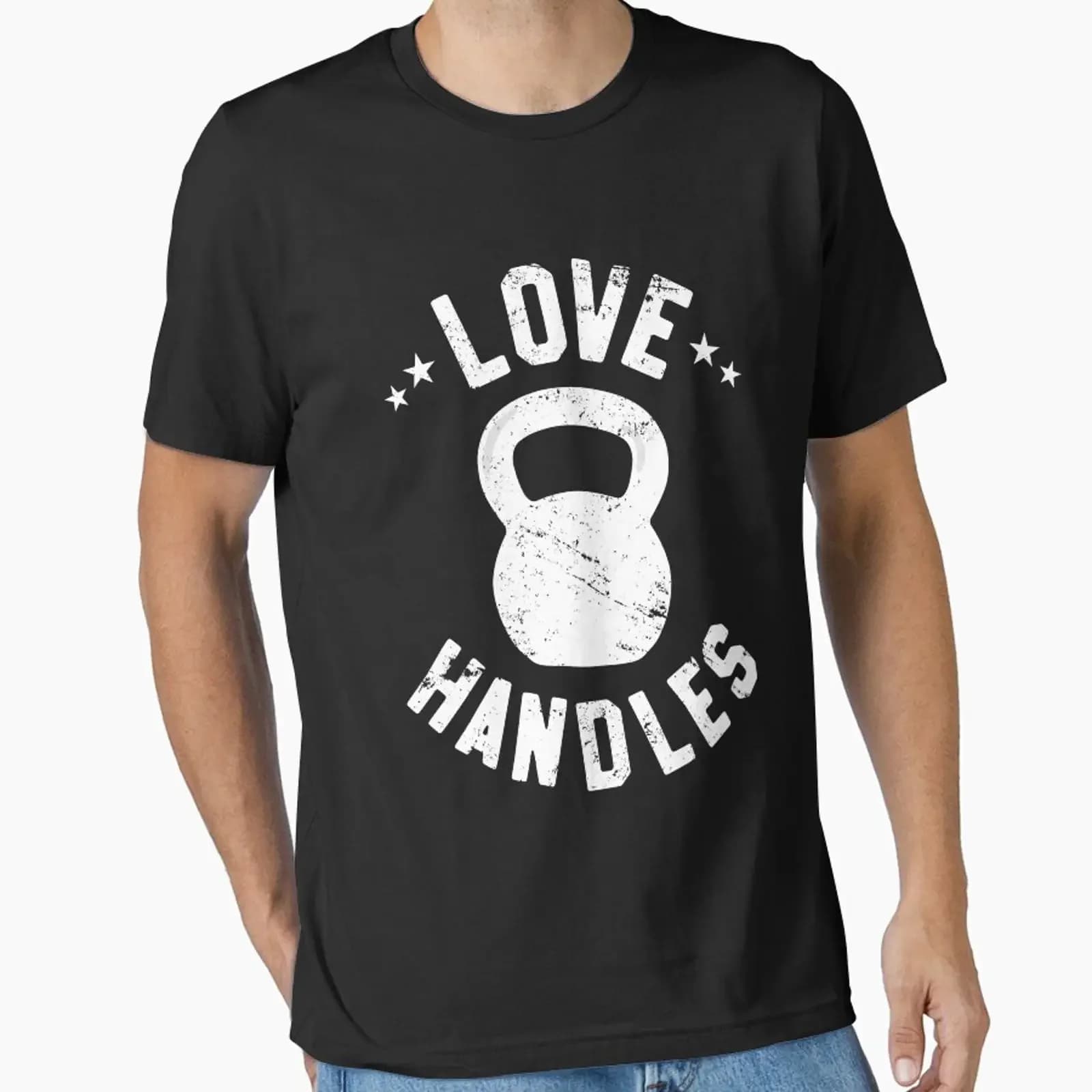 Funny Kettlebell Love Handles Fitness and Gym Joke T Shirt Essential vintage Washed streetwear Breathable Stretched homme
