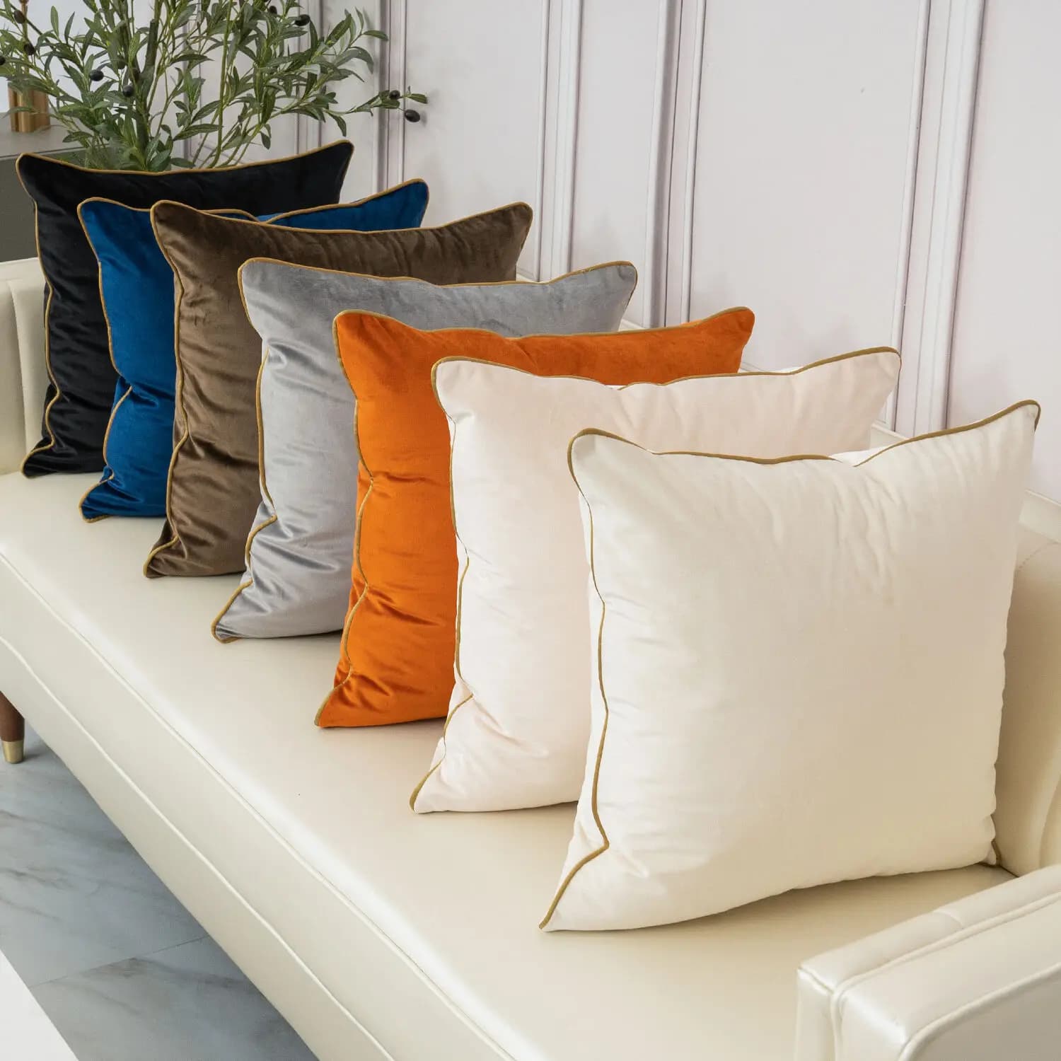 Solid Color Velvet pillow lining Soft decorative pillow for sofa Bedroom Decorations for the Home Federa Bianco Grey Black Blue