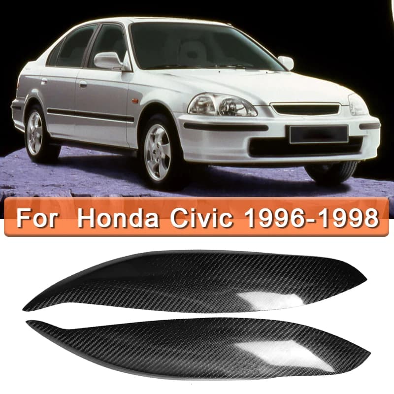 Copertura per abbellimento fari auto, adesivi palpebre, sopracciglia, fibra di carbonio reale, per Honda Civic 1996 1997 1998
