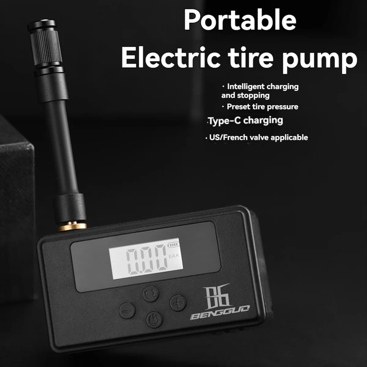 Pompa di aria elettrica portatile per gonfiaggio pneumatici 2525+ 120PSI con manometro digitale a LED Pompa per pneumatici per bici per auto moto E-Bike