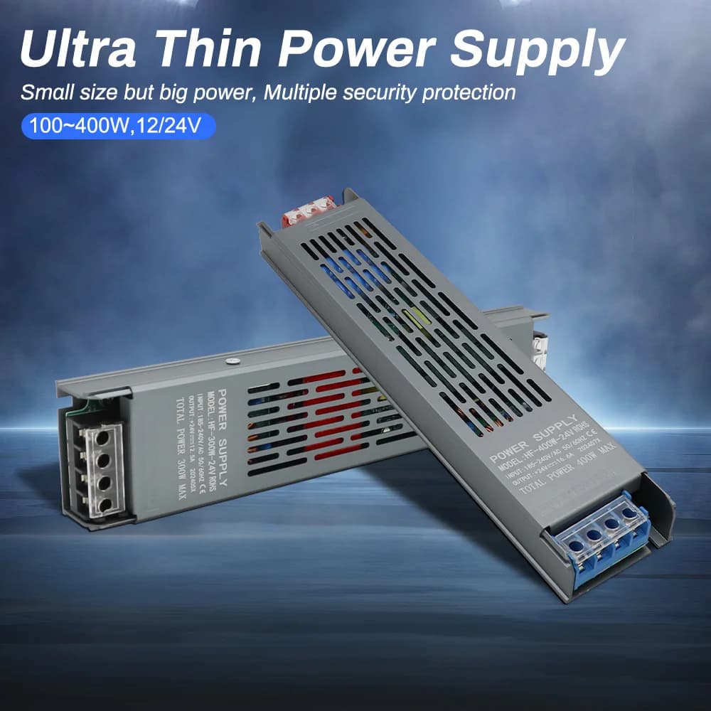 Ultra Slim LED Power Supply from AC DC LED Transformer 60W 120W 300W 400W for LED Strip Lighting 12V 24V