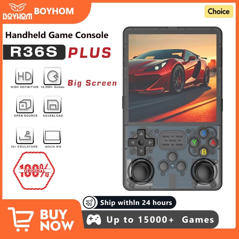 2025 R36SPLUS Console di gioco portatile Schermo IPS da 4 pollici 30 emulatori per PS1/PSP/GBA ARKOS 3000mAh Lettore di giochi retrò VS RGB20SX