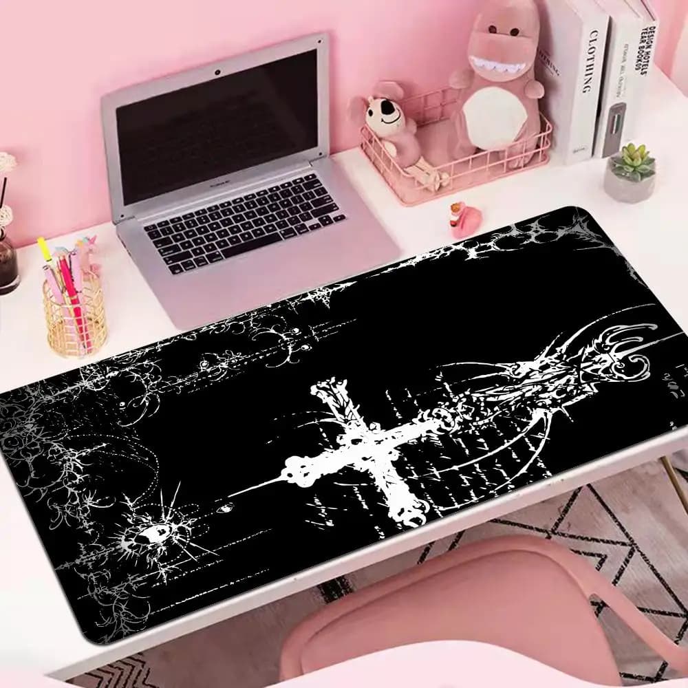 HYBXAXC Black Sword Art Mouse Pad XXL Gothic Symbol Mousepad Rubber Large Computer Desk accessories Gaming Keyboard Cabinet Mat