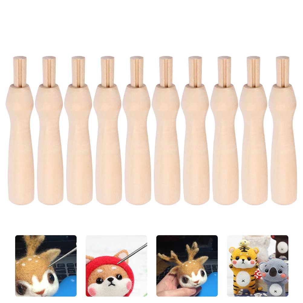 10 pezzi manici per infeltrimento ad ago strumento per punzonatura strumenti in feltro Kit di ricambio infila ad ago artigianale manico in legno strumento fai da te cucito