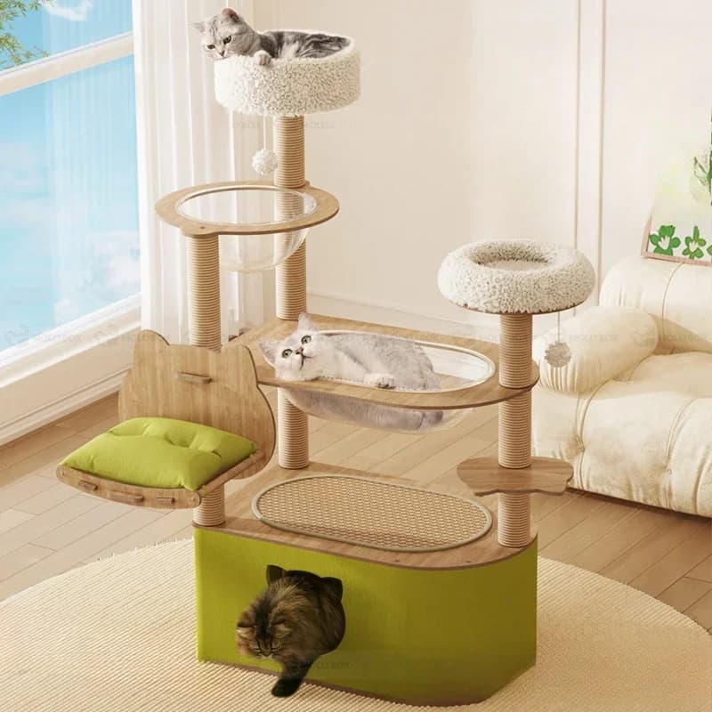Elegante struttura da arrampicata per gatti, nido per gatti, capsula spaziale per integrazione dell'albero per gatti, pilastro Tongtian in sisal