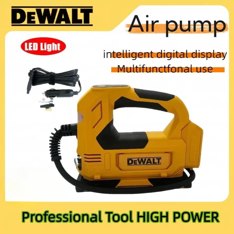 Pompa d'aria portatile Dewalt, gonfiatore senza fili per pneumatici auto, pompa elettrica per moto, compressore ricaricabile 18V.
