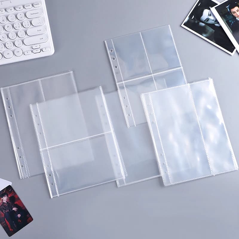 A4 A5 Borsa per documenti a fogli mobili in PP trasparente con foglie interne Carta per test Carta fotografica Libro di archiviazione Organizzatore di carta Set di cartelle di file